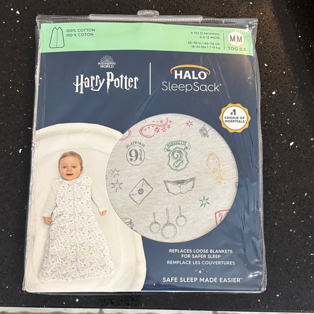 NWT Halo SleepSack with Harry Potter Design - Gray 6-12mo 0.5 TOG
